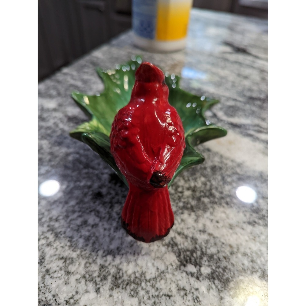 Plaid Tidings by Cracker Barrel Open Candy Dish - Cardinal, Holly. Green Red - Picture 5 of 10